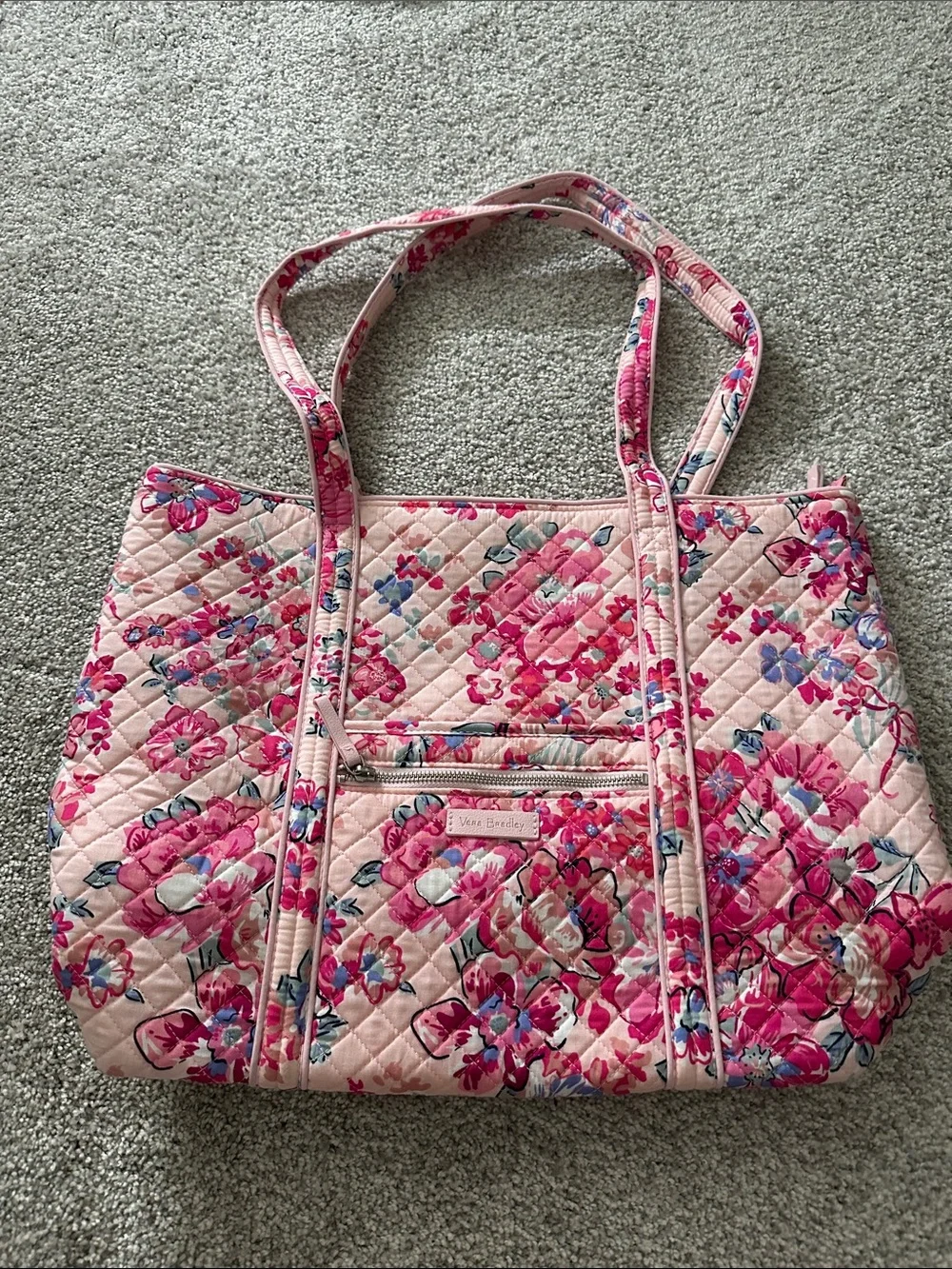 Vera Bradley Pink Floral Quilted Shoulder Tote